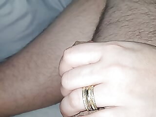 Slutty simulate mom handjob..