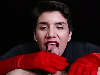 Cum on Red Opera Gloves