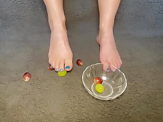 Toe play with grapes